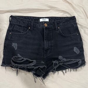 Forever 21 Black Ripped Jean Shorts 26